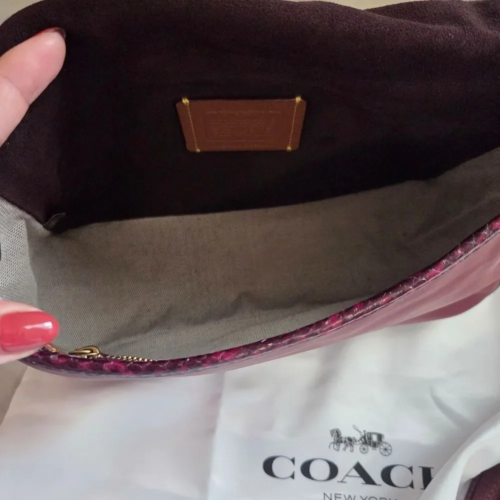 Coach Soft Tabby Shoulder Bag With Snakeskin Detail